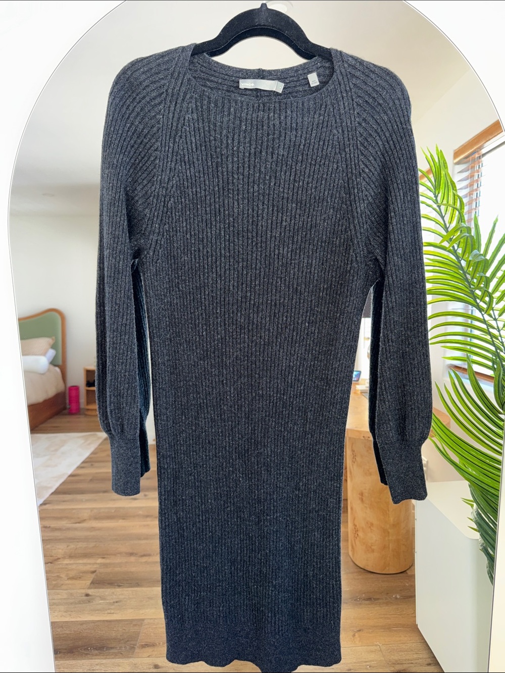 Vince Dark Gray Wool Cashmere Midi Dress Size S